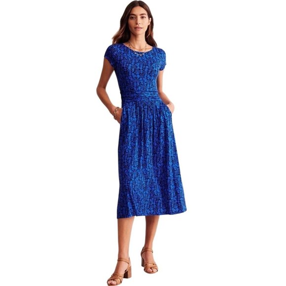 Boden Blue Amelie stretch Jersey knit Midi Dress w/ pockets US 6R NWT - Picture 1 of 12